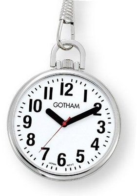 Gotham Silver-Tone Ultra Thin Bold Number Open Face Quartz Pocket # GWC15033S