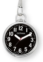 Gotham Silver-Tone Ultra Thin Bold Number Open Face Quartz Pocket # GWC15033SB
