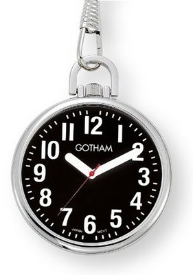 Gotham Silver-Tone Ultra Thin Bold Number Open Face Quartz Pocket # GWC15033SB