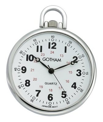 Gotham Silver-Tone Ultra Thin Railroad Open Face Quartz Pocket # GWC15027S