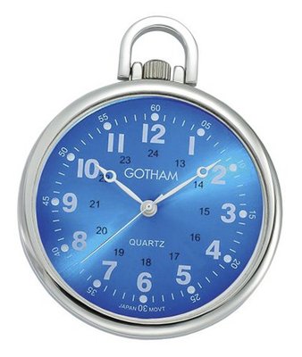 Gotham Silver-Tone Ultra Thin Railroad Open Face Quartz Pocket # GWC15027SBL