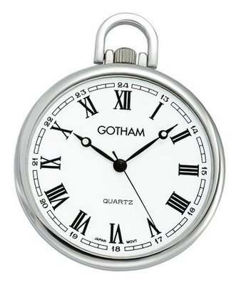 Gotham Silver-Tone Ultra Thin Railroad Open Face Quartz Pocket # GWC15028SR