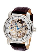 Gotham Stainless Steel Mechanical Skeleton Leather Strap # GWC14059W