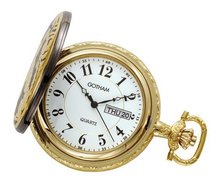 Gotham Two-Tone Horse Design Day-Date Quartz Covered Pocket # GWC14083G