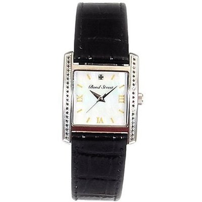 Genuine Diamond Bond Street Gents Black Leather Strap Dress GOTW93