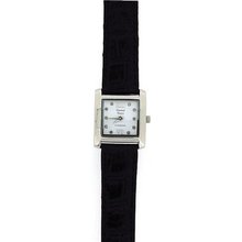 Genuine Diamond Gianni Vecci Ladies Black Leather Strap Dress GOTW88