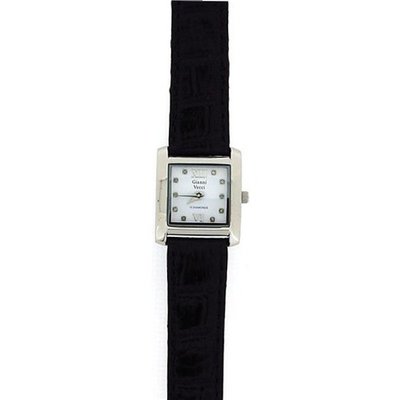 Genuine Diamond Gianni Vecci Ladies Black Leather Strap Dress GOTW88