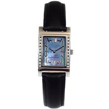 Genuine Diamond Ladies Black Diamond, Black Leather Strap Dress GOTW104