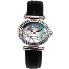 Genuine Diamond Ladies Black Diamond, Black Leather Strap Dress GOTW98
