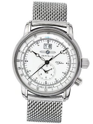 Graf Zeppelin German Made, Big Date, Dual Time with Mesh Bracelet 7640M-4