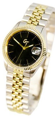 Great Timing GT 2-Tone 10ATM Black Dial Link Band Date Swiss GT...