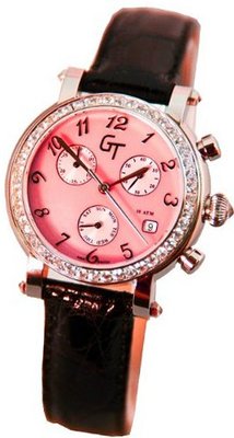 Great Timing GT Pink MOP Dial White Sapphire Bezel Chrono Swiss GTA4800-pin