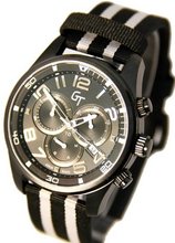 Great Timing GT Swiss Chrono 10 ATM Black and Silver White Stripe GTA9835bk-sil