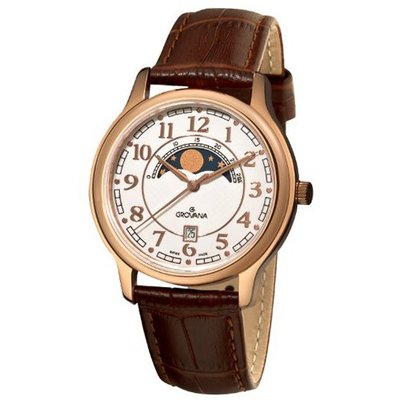 Grovana 1026.1563 Moonphase Brown Strap Rose Goldtone Moonphase