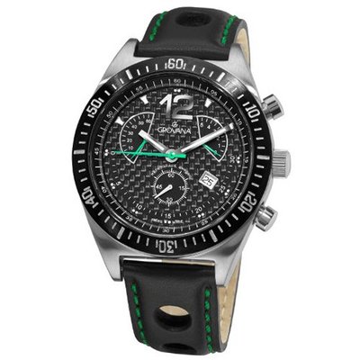 Grovana 1620.9575 Retrograde Black Retrograde Chronograph Dial Quartz