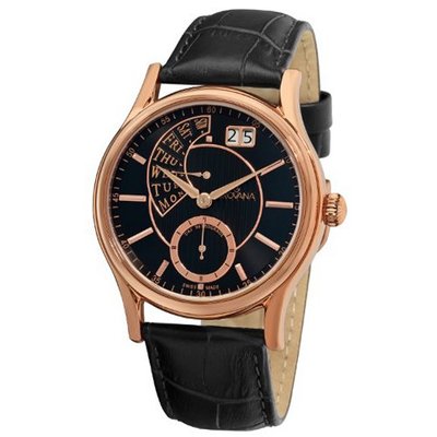 Grovana 1718.1567 Retrograde Retrograde Dial Black Strap Quartz
