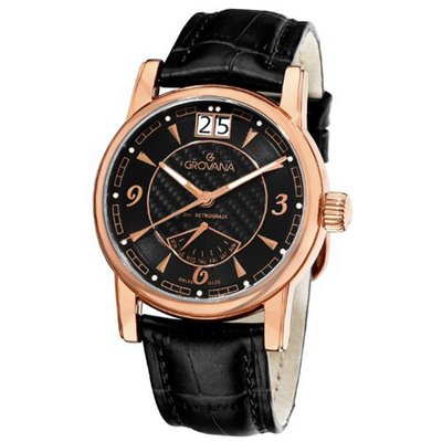 Grovana 1721.1567 Retrograde Day Retrograde Black Dial Quartz