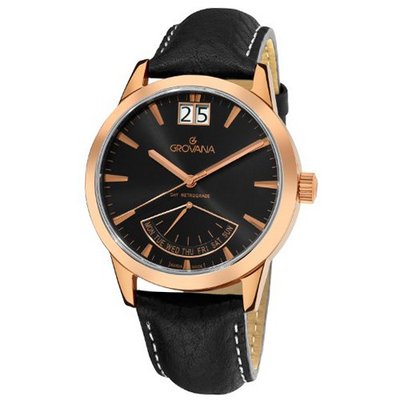Grovana 1722.1567 Retrograde Day Retrograde Black Dial Strap