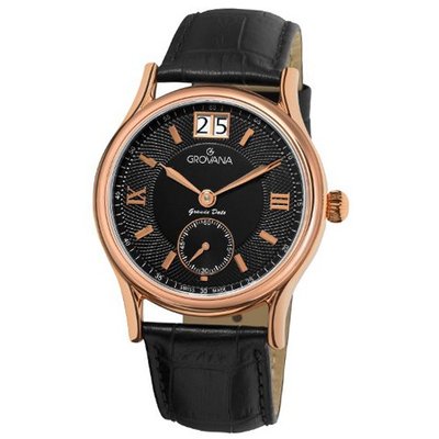 Grovana 1725.1567 Big Date Big Date Black Leather Strap