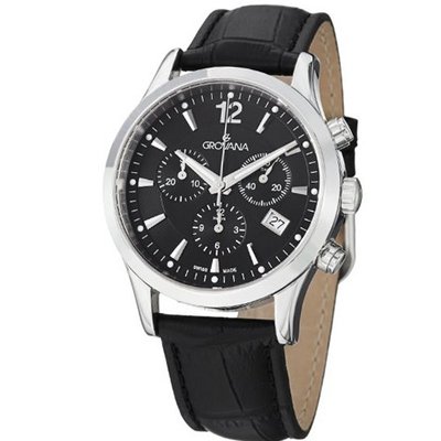 Grovana Classic Black Dial Black Leather Strap 1209.9537