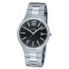 Grovana Quartz with Black Dial Analogue Display and Silver Titanium Bracelet 1503.1197