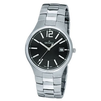 Grovana Quartz with Black Dial Analogue Display and Silver Titanium Bracelet 1503.1197