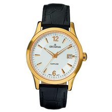 Grovana Quartz with Silver Dial Analogue Display and Black Leather Strap 1209.1512