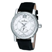 Grovana Quartz with Silver Dial Analogue Display and Black Leather Strap 1721.1532