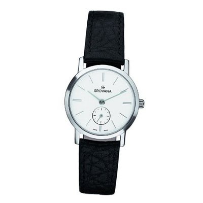 Grovana Quartz with Silver Dial Analogue Display and Black Leather Strap 3050.1532