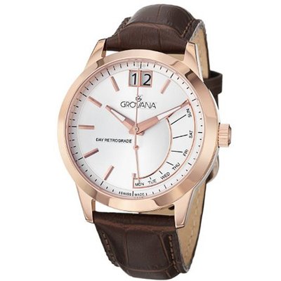 Grovana Retrograde Silver Dial Brown Leather 1722.1569