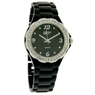 Gruen II Ladies Ice Crystal Bezel Black Finish Quartz GRT568