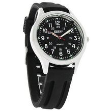 Gruen II Quartz XL 43mm Classic 24HR Black Dial Rubber Band GR075