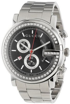 Gucci YA101324 G-Chrono Diamond Case Black Guilloche Dial