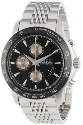 Gucci YA126214 G-Timeless Chronograph Black Dial Steel Bracelet