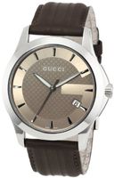 Gucci YA126403 G-Timeless Medium Brown Dial Brown Leather Strap