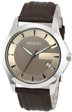 Gucci YA126403 G-Timeless Medium Brown Dial Brown Leather Strap