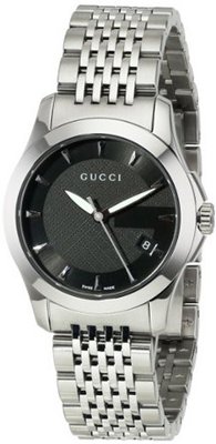 Gucci YA126502 G-Timeless Black Dial Stainless-Steel Bracelet