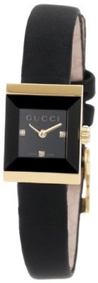 Gucci YA128505 G-Frame Square Black Satin Strap 18k Case