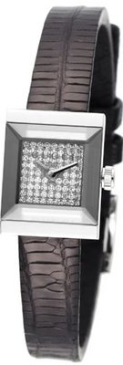 Gucci YA128509 G-Frame Square Black Lizard Strap Diamond Dial