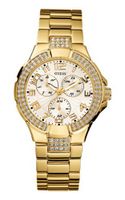 GUESS G13537L Status Crystal Accent Multi-Function Gold-Tone Sport