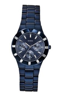 GUESS U0027L3 Iconic Blue Plated Multi-Function with Genuine Crystal Accents