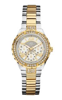 GUESS U0111L5 Sparkling Hi-Energy Mid-Size Multi-Function Silver & Gold-Tone