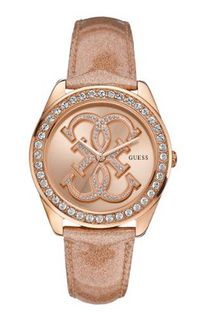 GUESS U0208L1 Dazzling Iconic Logo Rose Gold-Tone