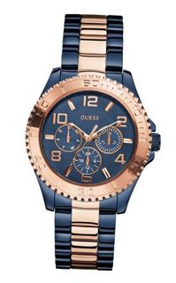 GUESS U0231L6 Iconic Blue Multi-Function Two Tone Blue & Rose Gold-Tone