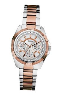 GUESS U0235L4 Dynamic Feminine Silver & Rose-Gold-Tone Mid-Size Sport