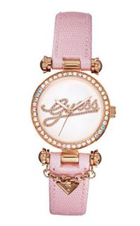 GUESS U0304L3 Iconic Pink Genuine Leather with Rose Gold-Tone Case