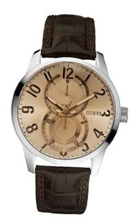 GUESS U10646G1 Brown Retro Crocodile-Grained Leather Strap