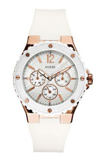 GUESS U12652L1 Carbon-Fiber Inspired White & Rose Gold-Tone Sport