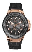 uGuess GUESS U0040G5 Rigor Multi-Function Standout Sport Black & Rose Gold-Tone 