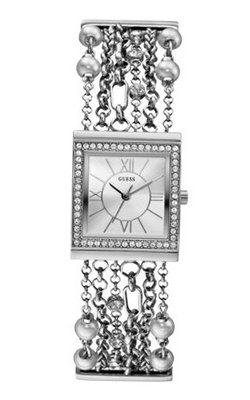 uGuess GUESS U0140L1 Pearl Embellished Silver-Tone Bracelet 